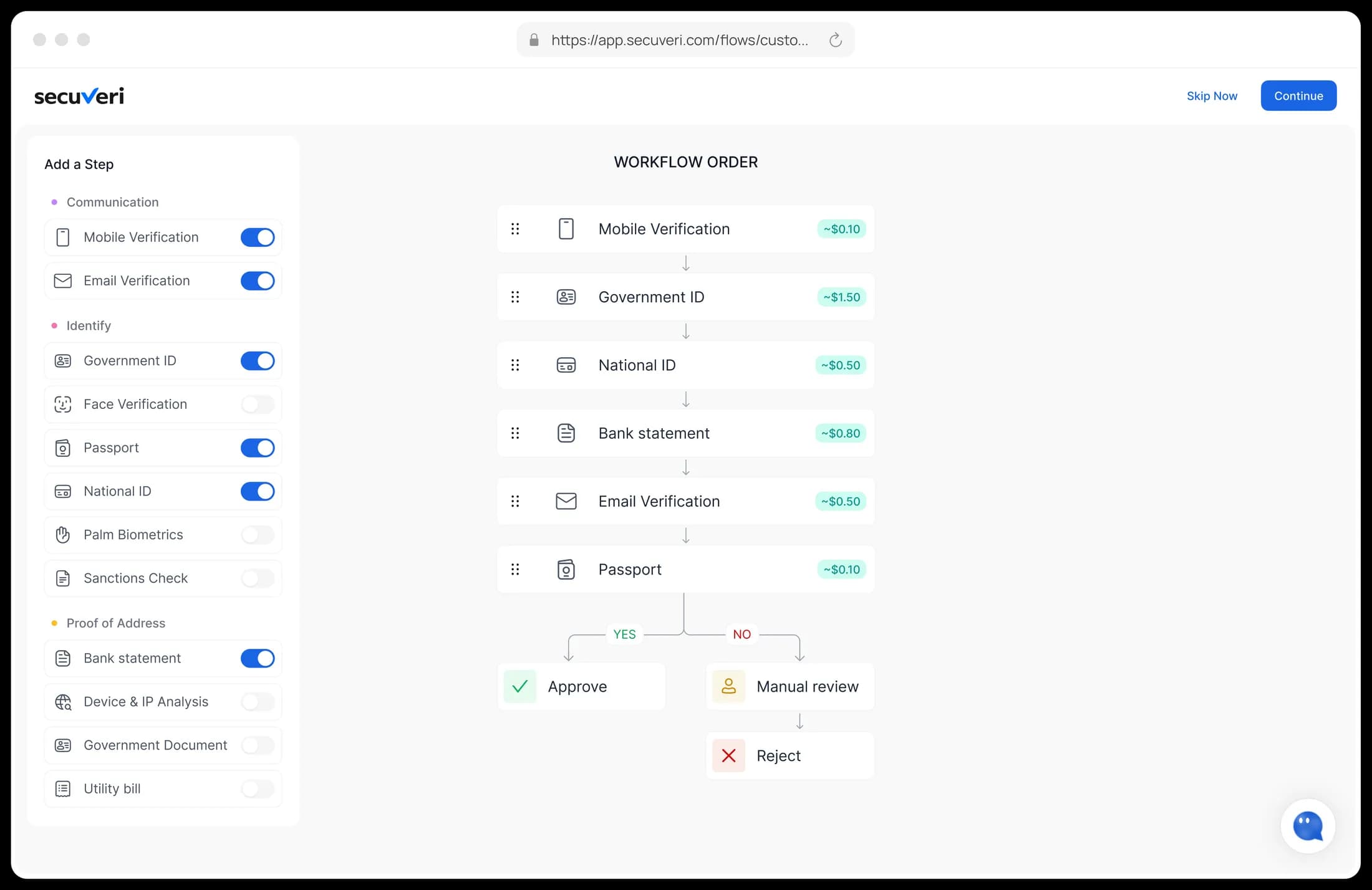 secuveri verification workflow builder
