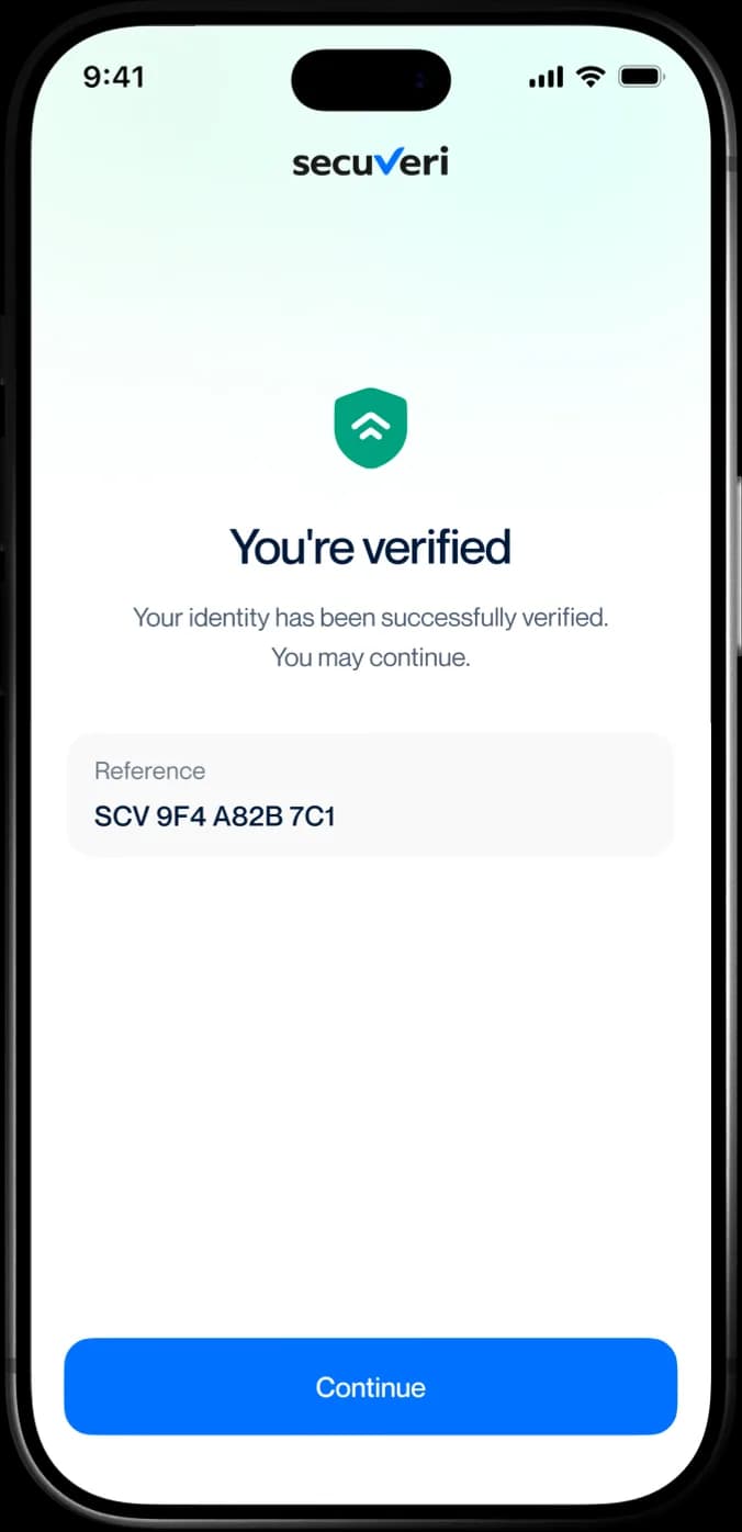 secuveri app verified success screen